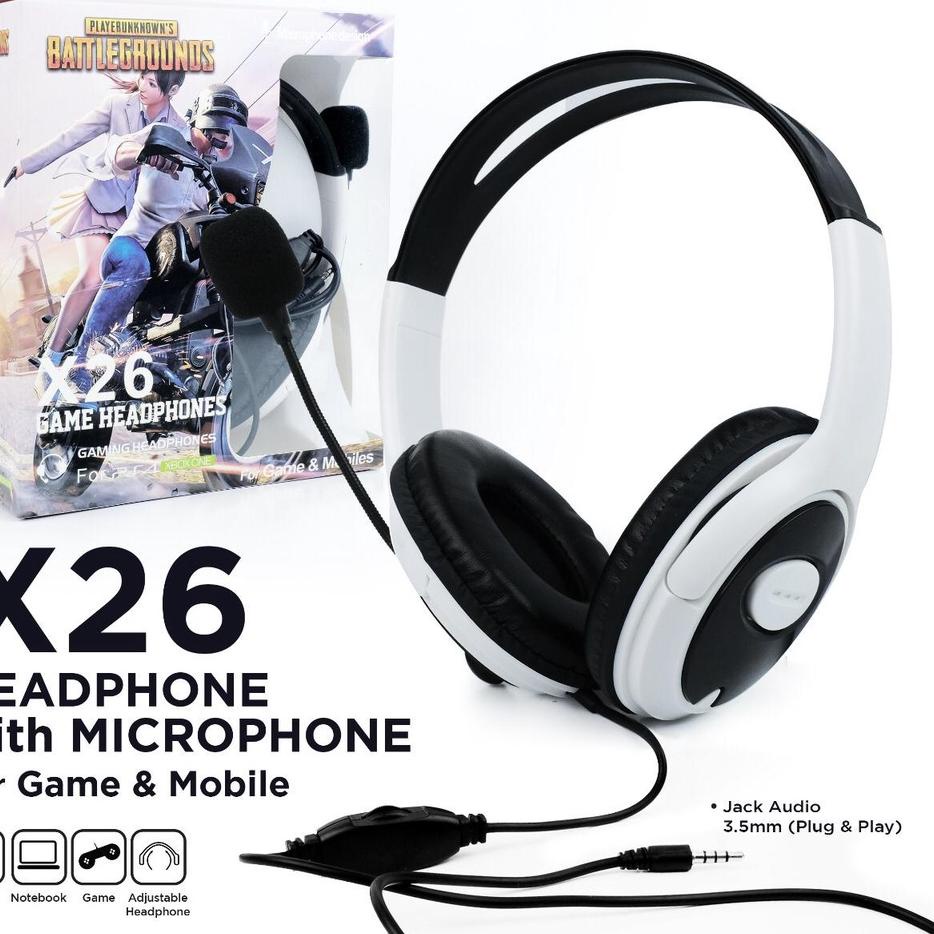 Handset Gaming wired + mic Stereo Bass Hp Computer Laptop earphone Handsfree