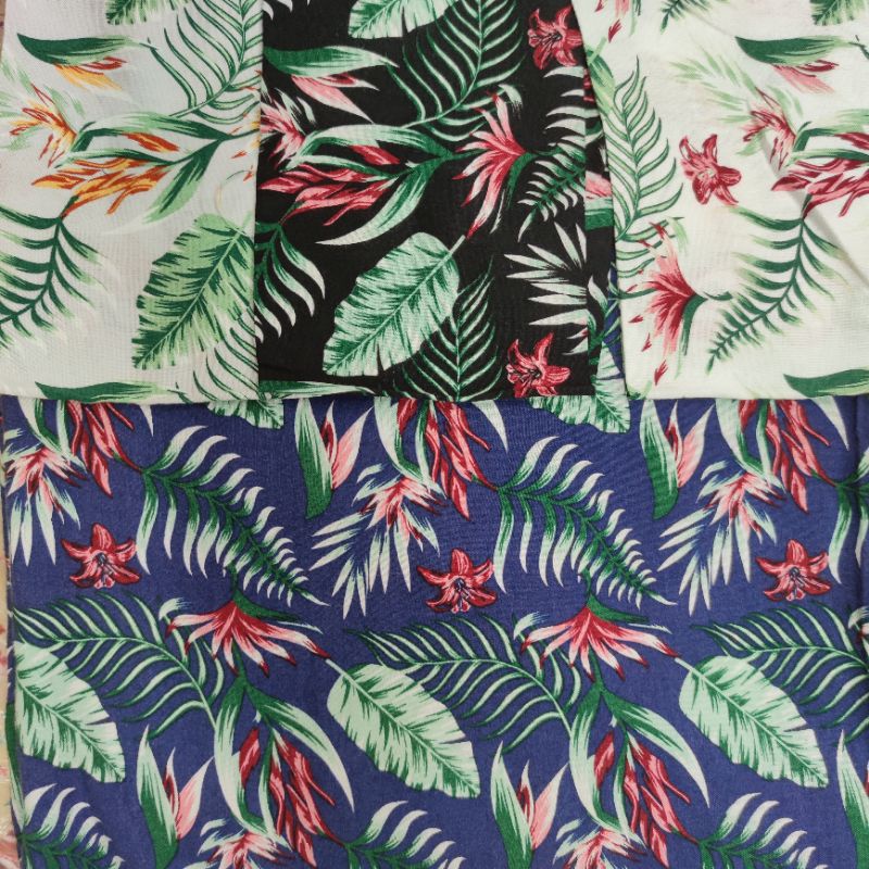 Kain Rayon Materan Motif Daun Bahan Gamis / Blouse