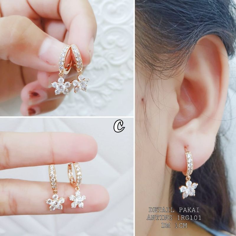 Anting Titanium Klip Permata Solitaire Anti Karat Xupblink Jewelry