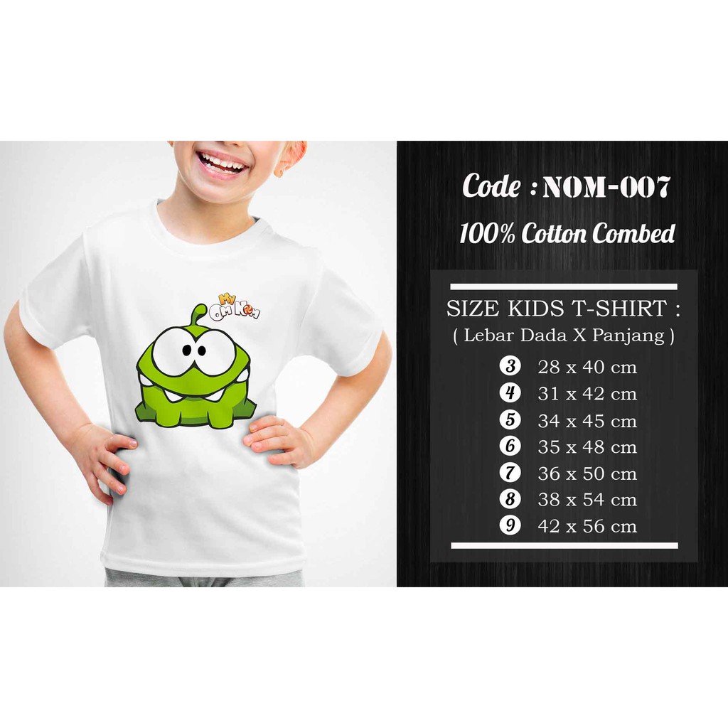 [FREE NAMA!!] Kaos Anak &amp; Family Om Nom! / Cut The Rope 100% COTTON PREMIUM