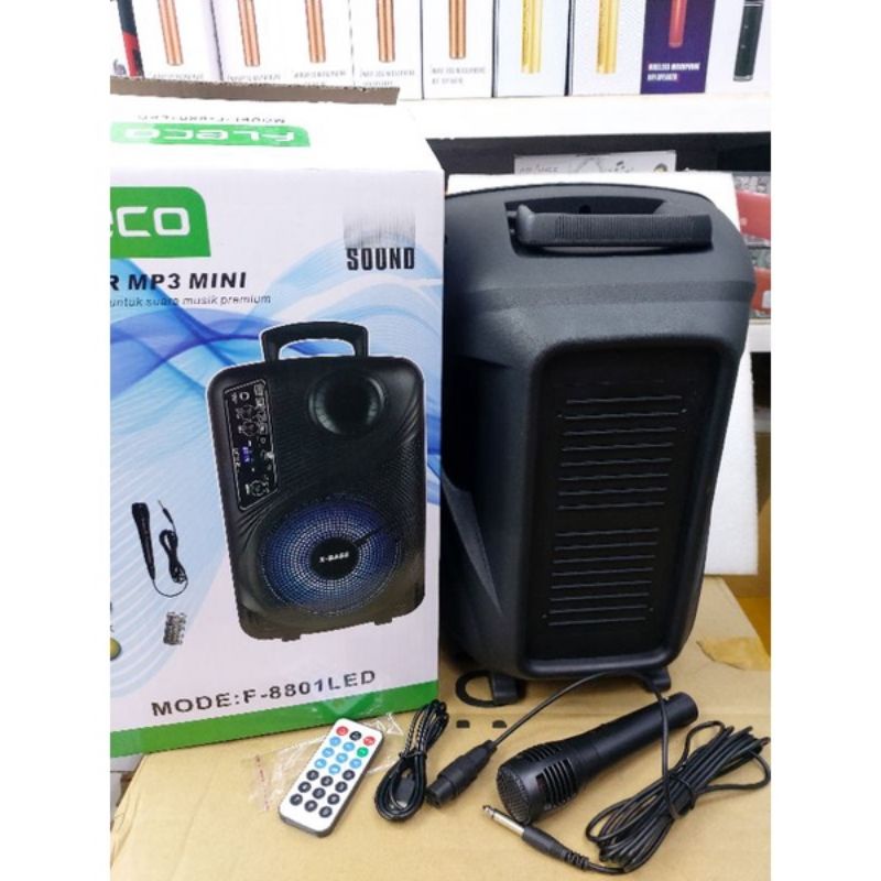 Speaker Karaoke Super Bas Fleco F 8801 8'5 inci/Bluetooth/Remote/USB/Mic free