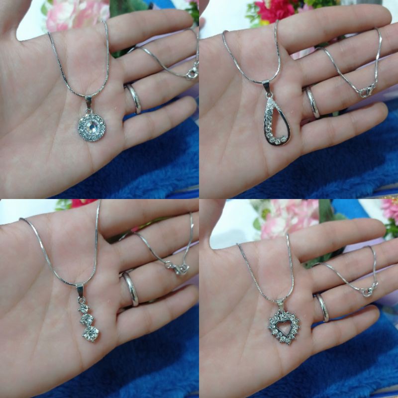 set perhiasan kalung dan Lontin silver mewah, panjang kalung 45cm