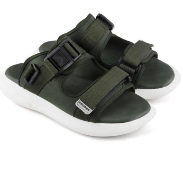 ↝ Sandal Gunung Traveling Wanita Hak 4.5 cm - Cocoes Una Hijau Olive プ