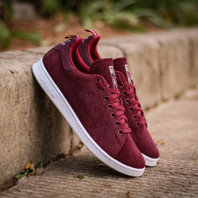adidas stan smith maroon suede