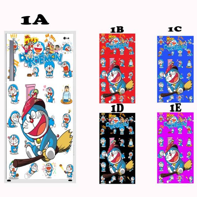 Stiker kulkas 1 pintu motif doraemon