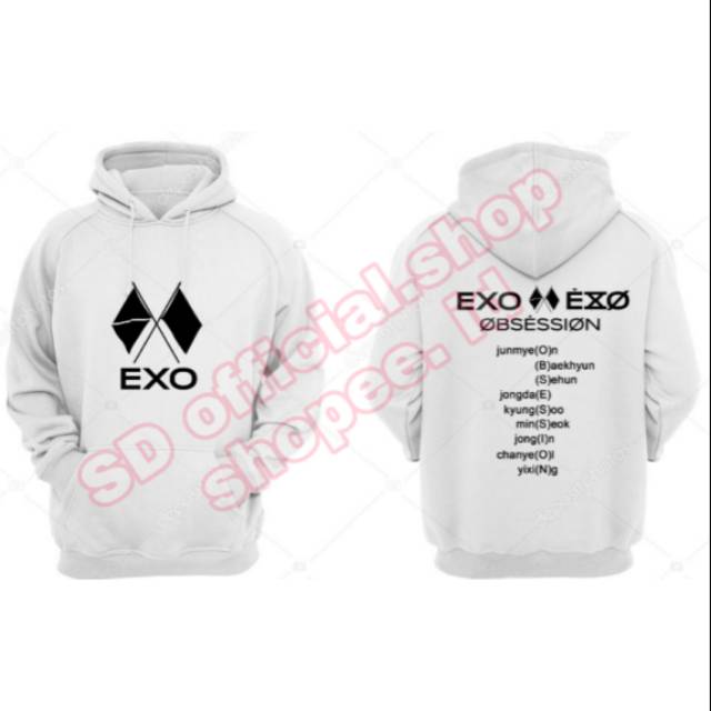 (BAYAR DITEMPAT)  jaket hoodie kpop EXO OBSESSION EXO full nama. Member belakang