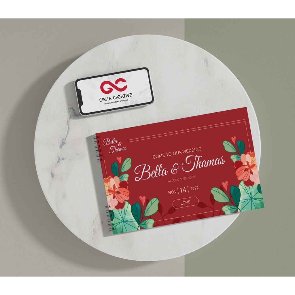 BUKU TAMU PERNIKAHAN HARD COVER & SOFT COVER DESIGN CUSTOM JILID SPIRAL MURAH DEPOK