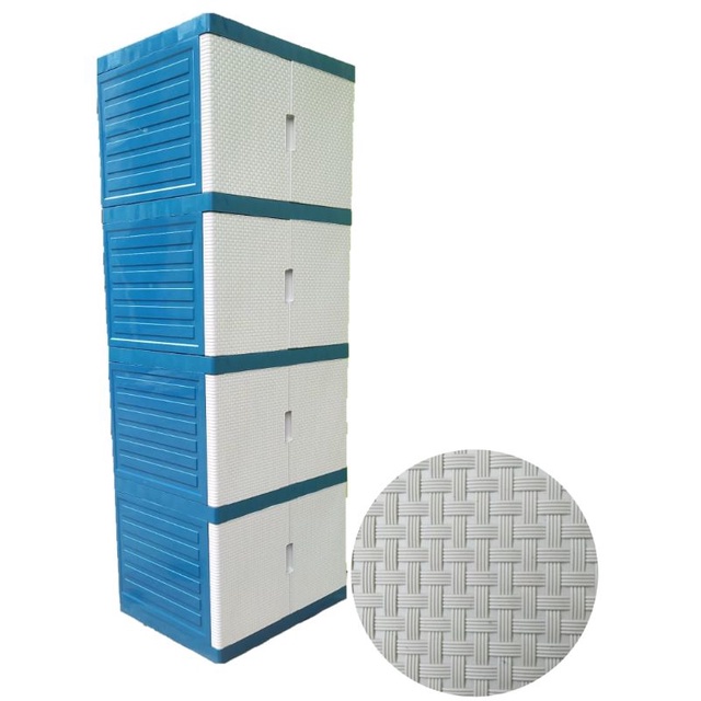 Lemari plastik Lemari pakaian Motif Rotan Susun 4