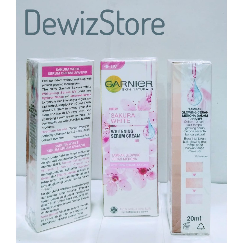 Garnier Sakura Glow Serum Day Cream 20ml - Cream Siang Sakura White