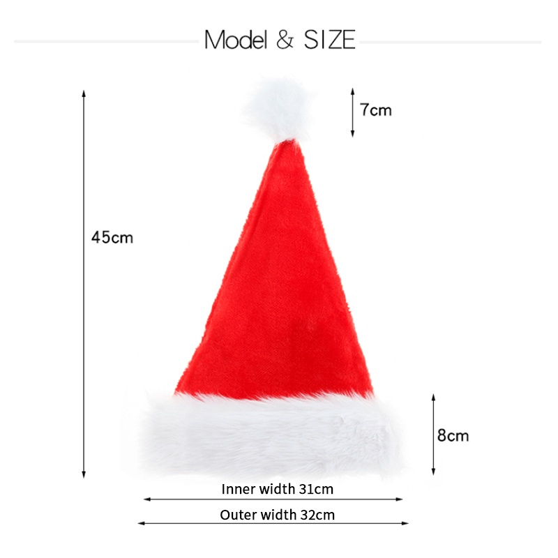 Topi Santa Claus Bahan Plush Tebal Warna Merah Dan Putih