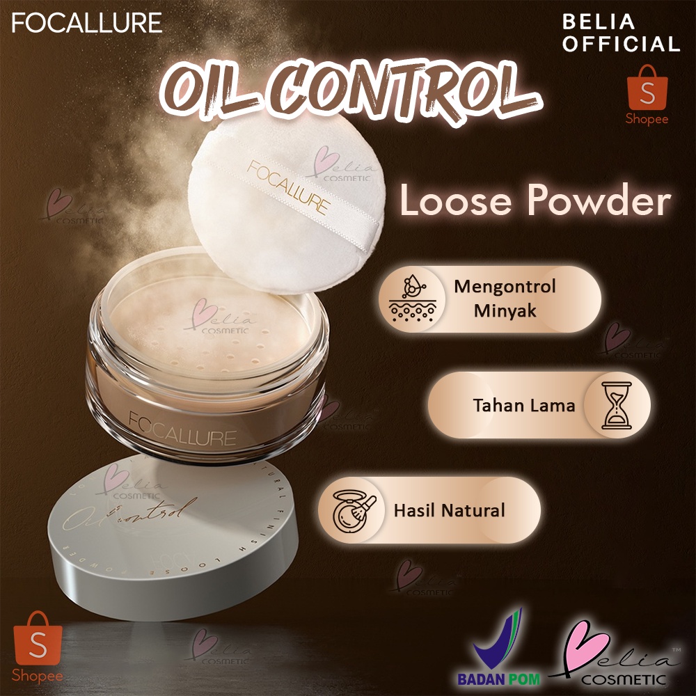 ❤ BELIA ❤ FOCALLURE Oil Control Poreless Matte Loose Powder FA201 | Tahan Lama Setting Powder-Base makeup | Bedak Tabur | BPOM