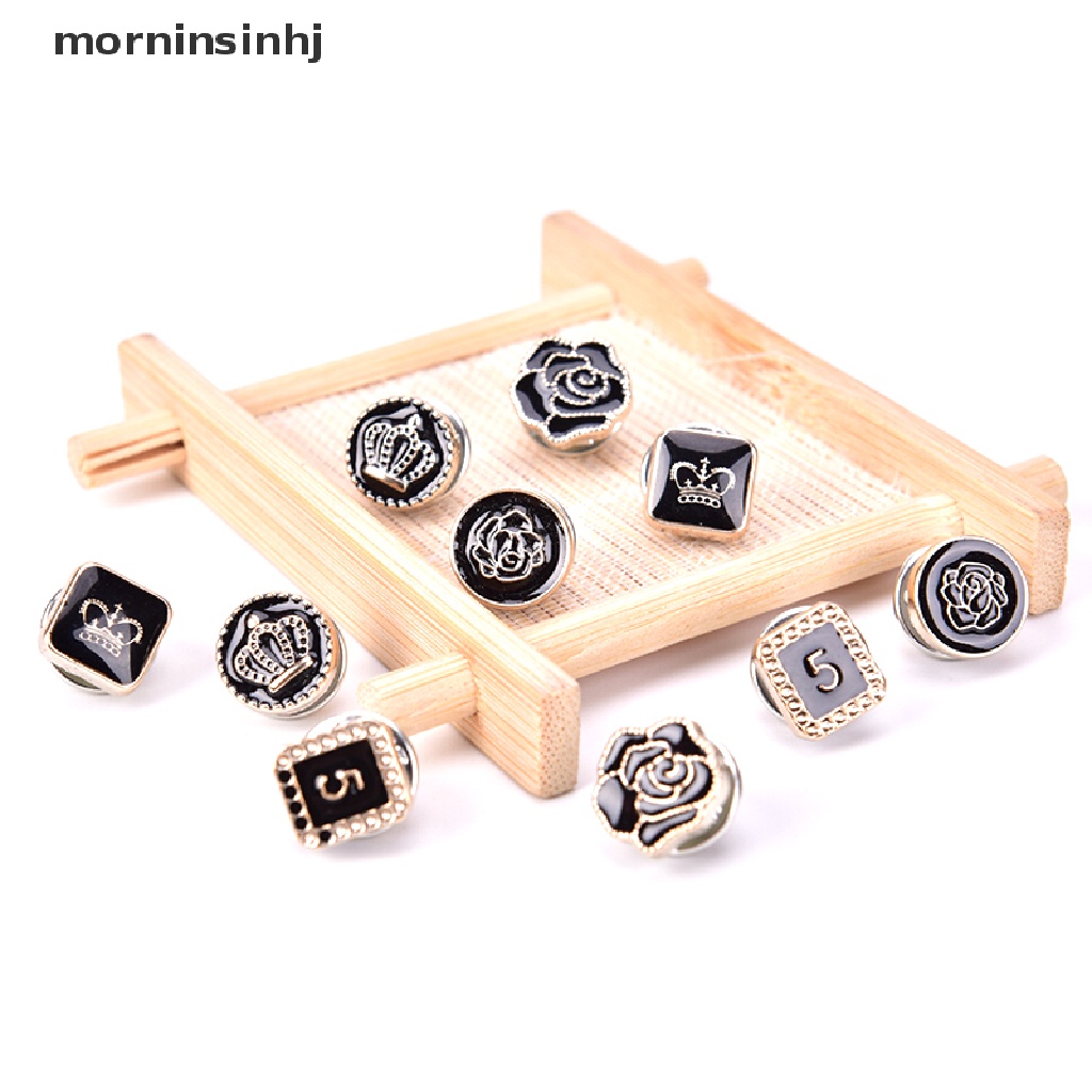 Mornin 10pcs / Set Bros Pin Bunga Mini Hias Mutiara Kristal Aksesoris Kerah Kemeja Wanita