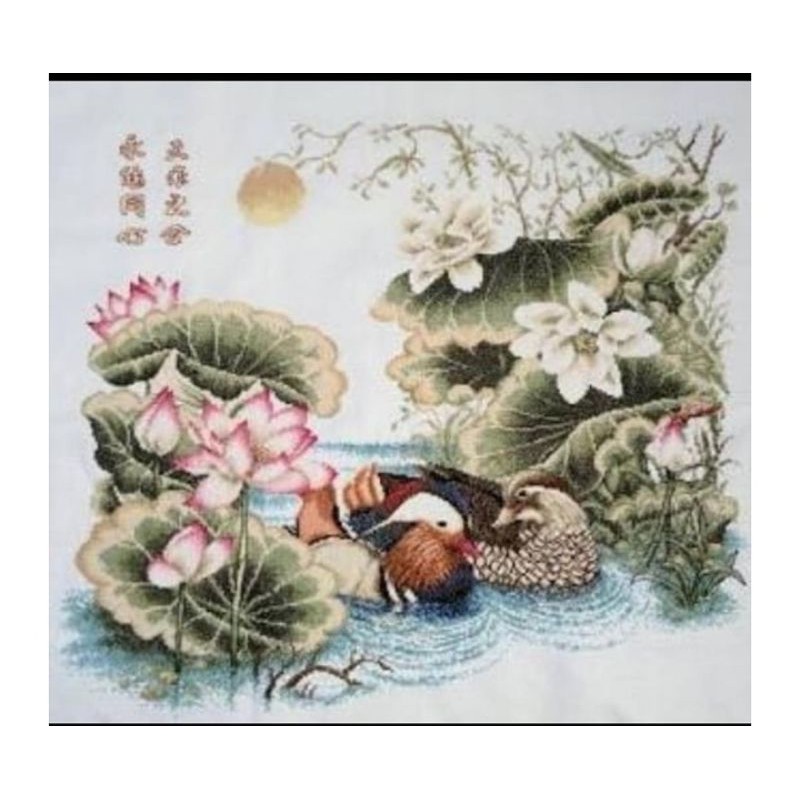 DIY paket kristik mandarin duck bebek peking cross stitch 14ct dmc embroidery kerajinan tangan sulam