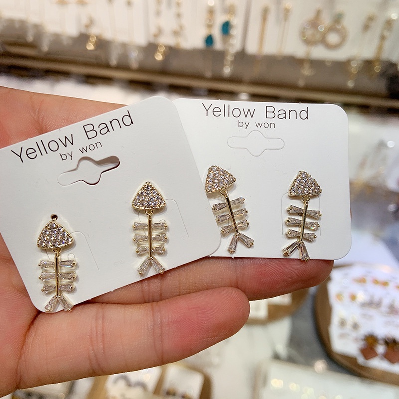 Korea sederhana berlian imitasi sterling silver jarum anting-anting anting-anting temperamen all-mat