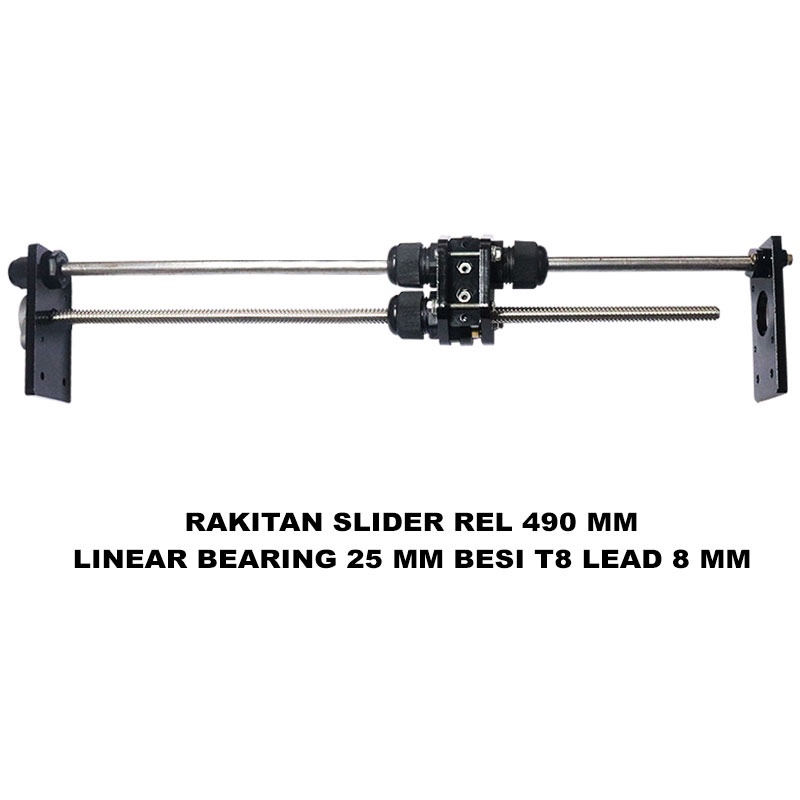 EELIC SLR-25T8L8J350 Rakitan slider rel panjang 490 mm linear bearing block d8 25 mm lead besi ulir 