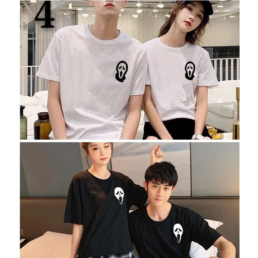 GhostFACE SCREAM kaos couple gambar topeng halloween muka hantu tshirt kapel