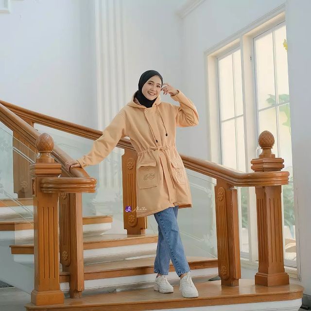 Jaket Panjang Outer Wanita Muslimah Hijab Hoodie Terbaru Kekinian-Coksu