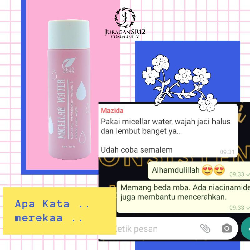 SR12 MICELLAR WATER / MELEMBABKAN WAJAH SECARA ALAMI DAN MEMBERSIHKAN SISA MAKEUP