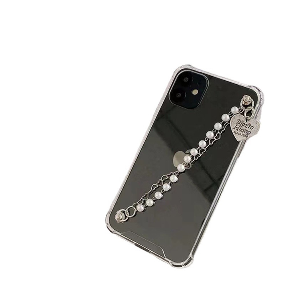 IPhone7/8plus 11 Soft Cover Transparent TPU Pearl  Love Pendant Chain Phone Case