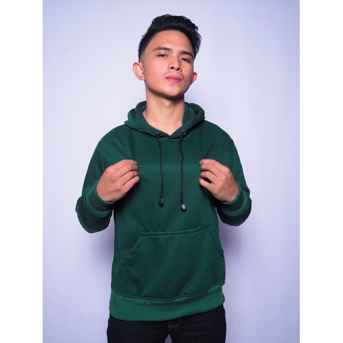 Jaket Sweater Polos Hoodie Jumper Pria - HIJAU BOTOL