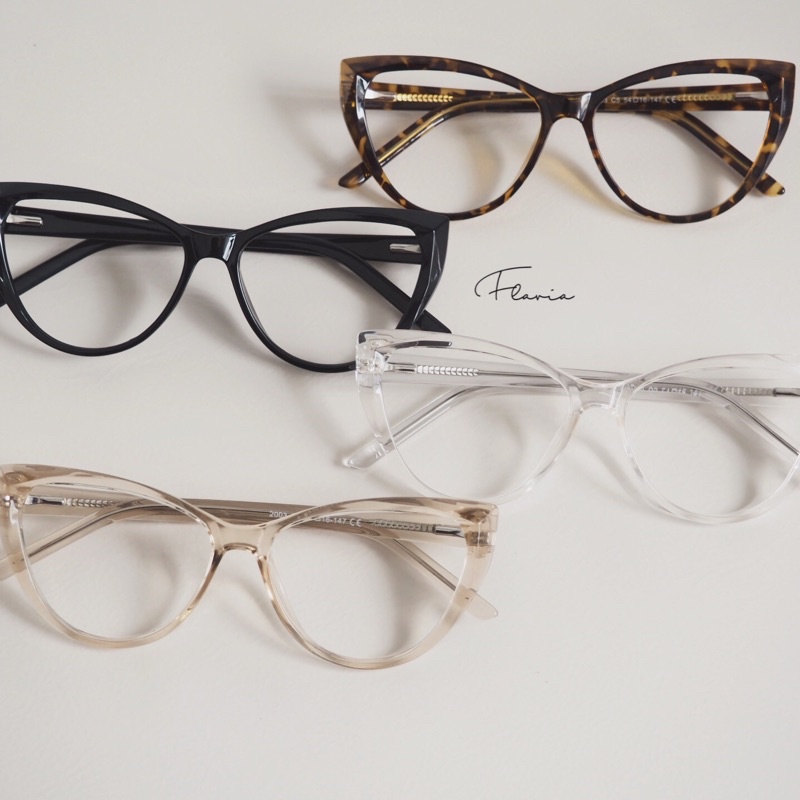 Flavia Eyewear - Kacamata Mercy Cat Eye Acetat (custom minus, photochromic, blueray, bluechromic dan photobrown)