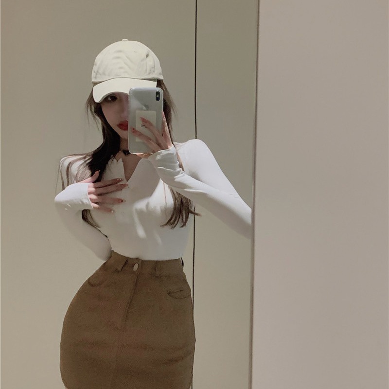 Sexy high waist retro bag hip short skirt hot girl pure desire summer new 2022 khaki skirt female