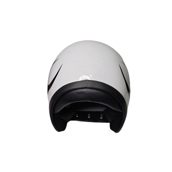 Helm Slim Head Motif Api Putih Hitam