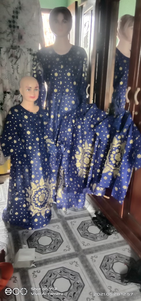 Batik Couple Keluarga Sania Ruffle Ori Ndoro Jowi Dnt Mentari Biru