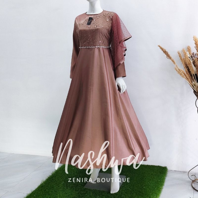 NASHWA DRESS brokat tulle bordir payet tulle dot/ baju pesta remaja / prewedding / wisuda / gamis kondangan / couple / tersedia ukuran kecil hingga jumbo