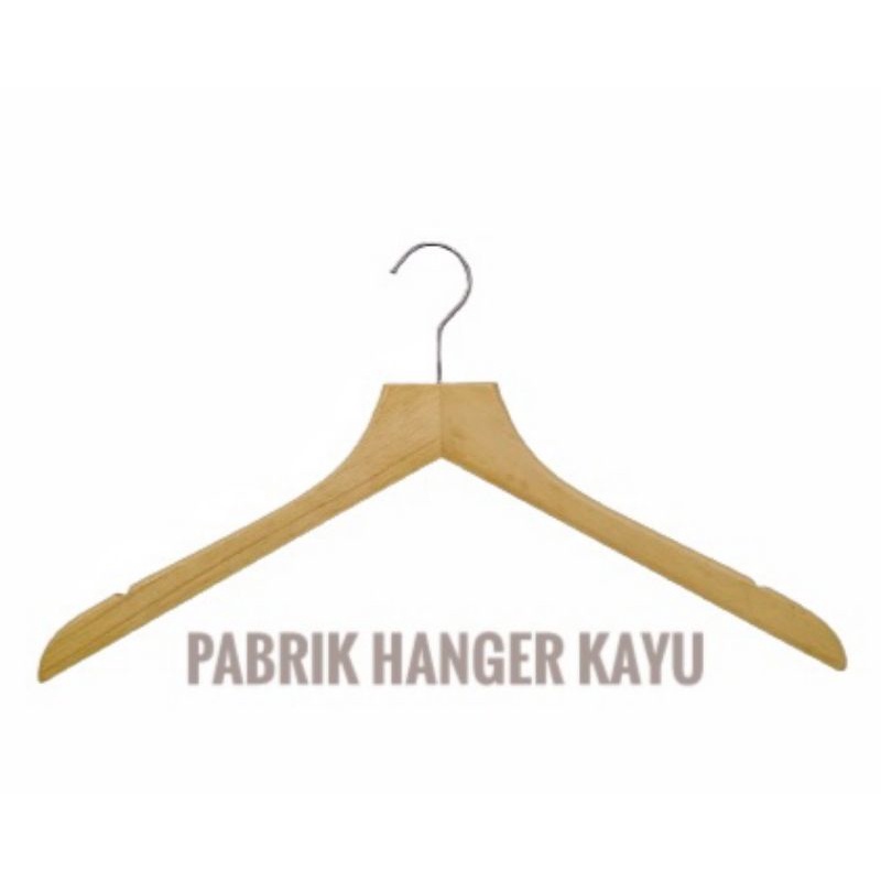 HANGER BAJU KAYU KEPALA LURUS NATURAL DEWASA