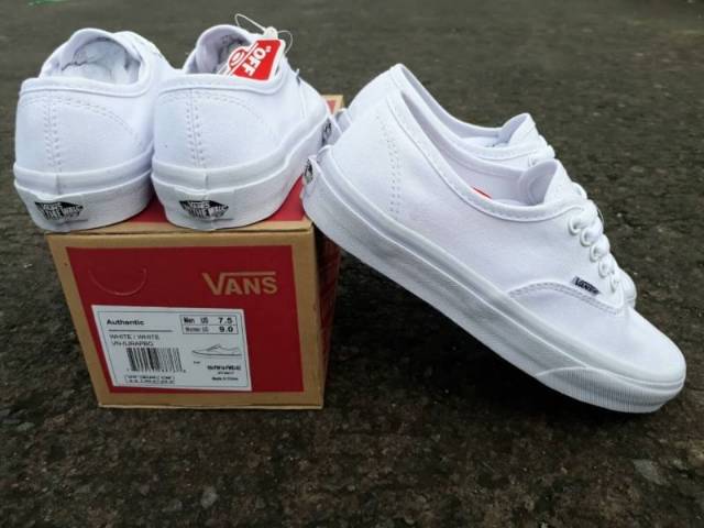 COD [bayar di tempat] VANS AUTHENTIC ALL WHITE WAFFLE DT BNIB, SEPATU IMPORT COUPLE PREMIUM