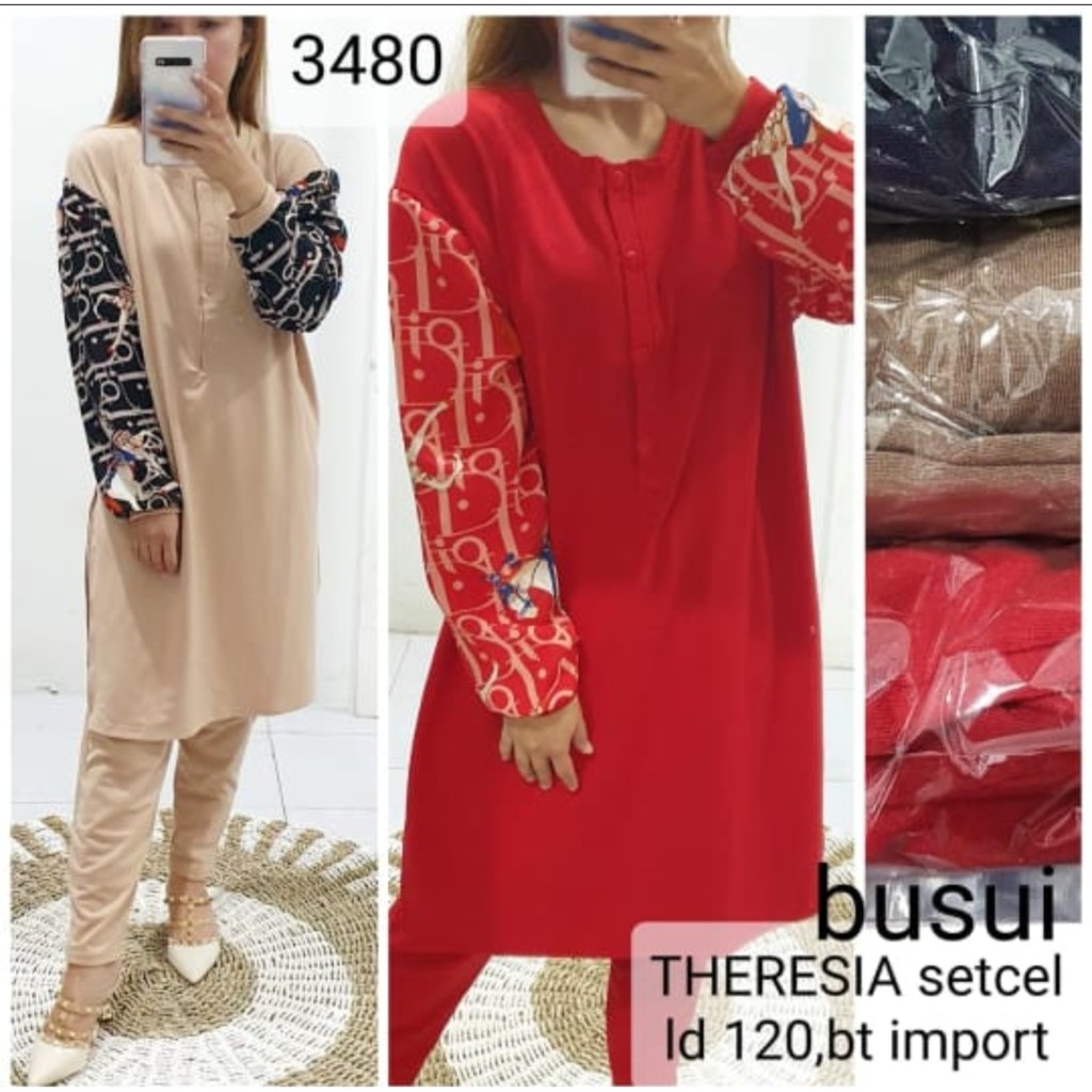 Setcel Theresia Jumbo Babyterry Halus LD 120 Kombinasi Polos Di*or