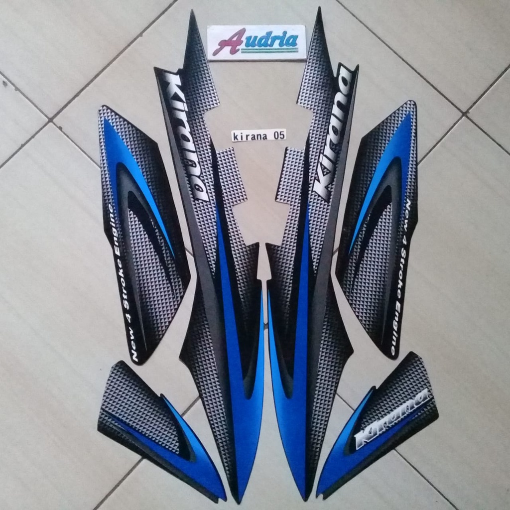 Striping sticker motor honda kirana 2005 full hitam-biru