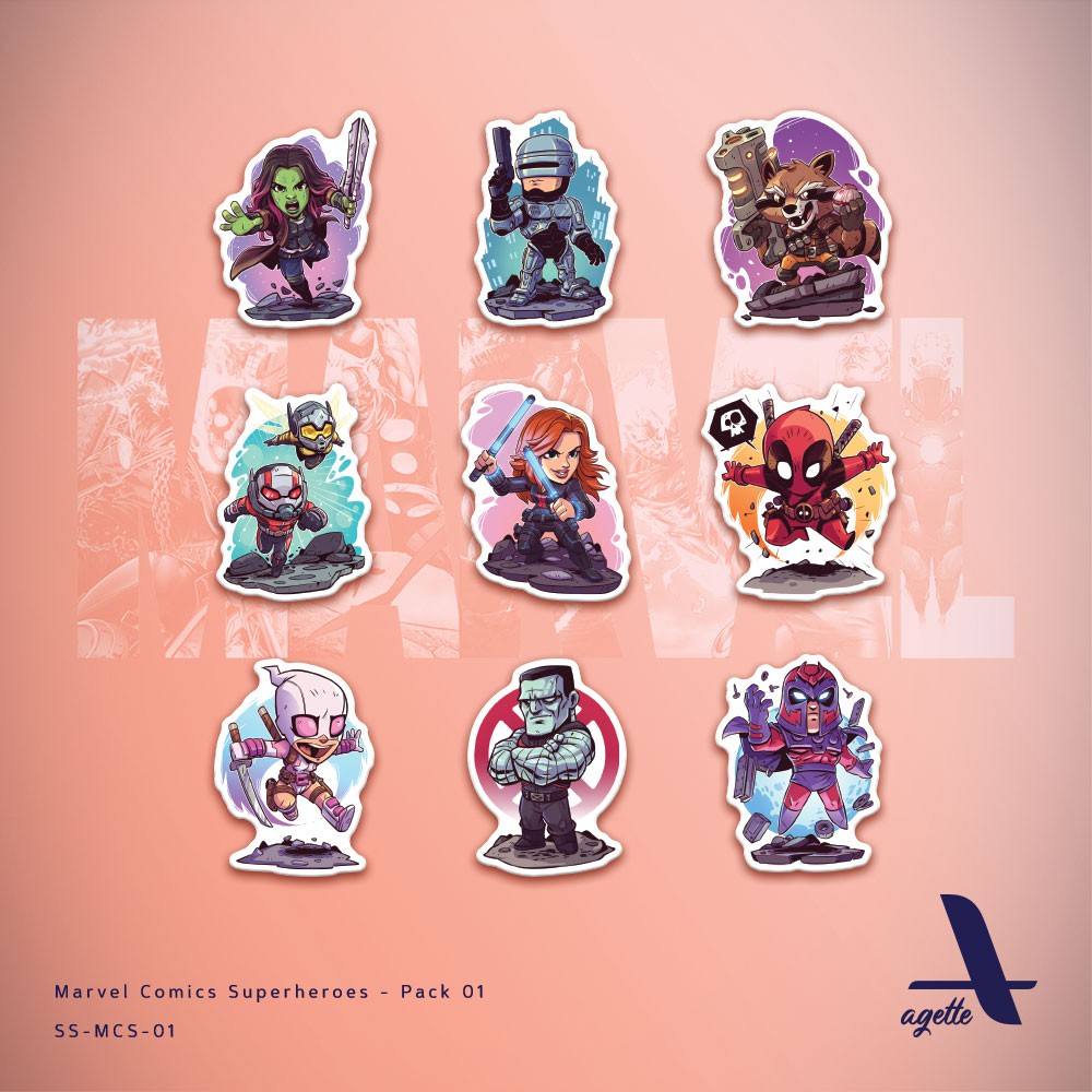 

9 PCS - Stiker Marvel Comics - 02 - Laminasi - Waterproof Sticker