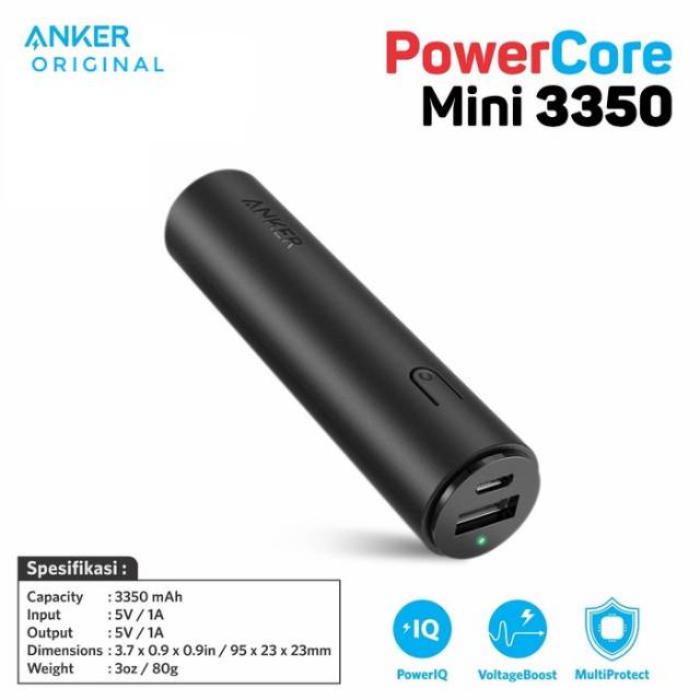 Anker Powercore 3.300 mAh ORIGINAL Powerbank Angker Tipis Kecil Slim Mini Lite