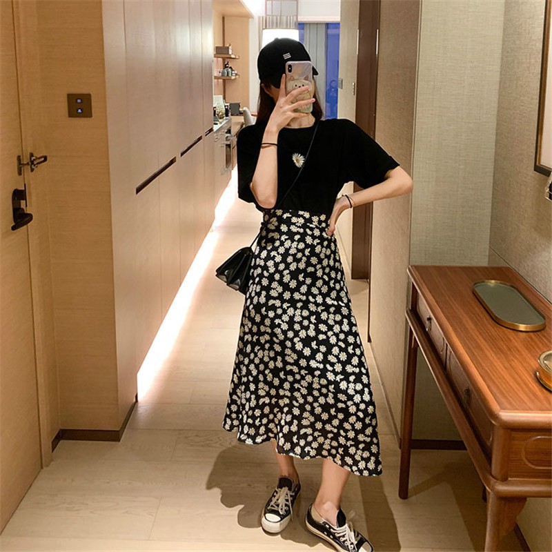 Kualitas tinggi Rok panjang wanita Rok Daisy/Rok panjang fashion Korea/Dress polos panjang