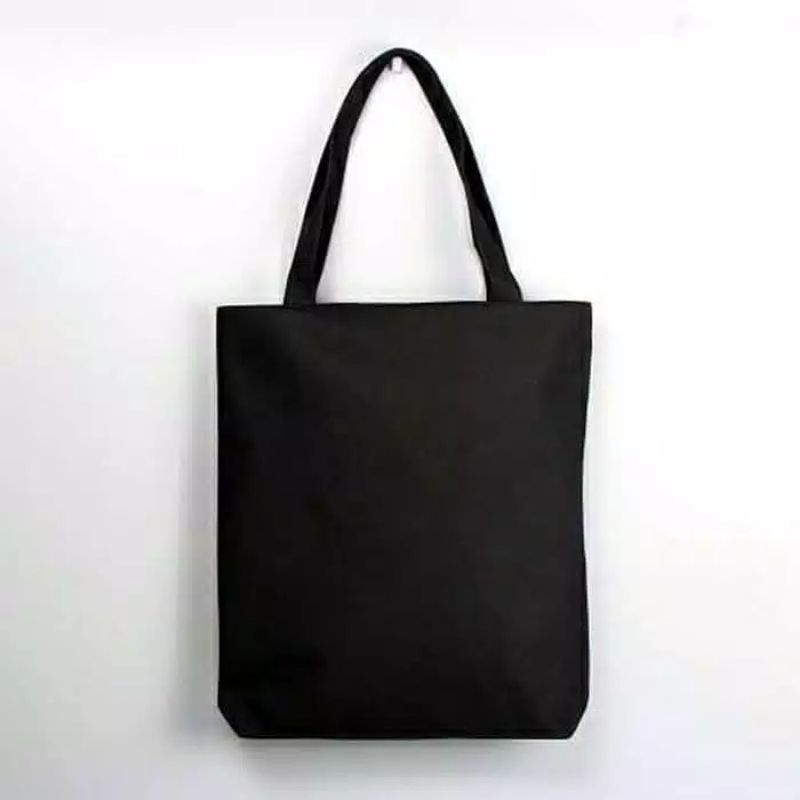 totebag bahan drill Hitam resleting/totebag murah/totebag custom