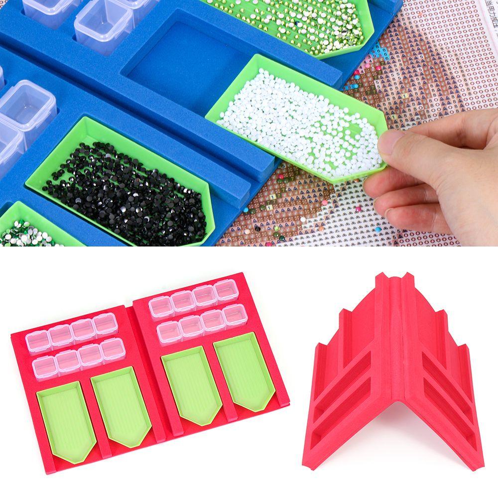 R-flower Diamond Painting Tray Organizer Kotak Penyimpanan Bor Clay Tray Organizer Foldable Diamond Painting Kits