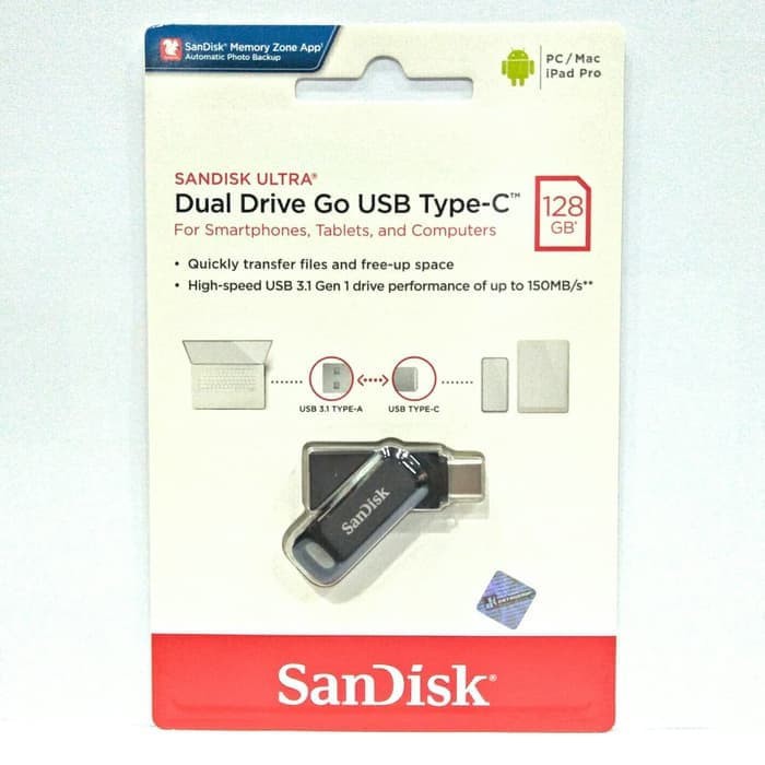 ORIGINAL SANDISK OTG TYPE C GO 128GB DUAL DRIVE FLASHDISK / USB 3.1