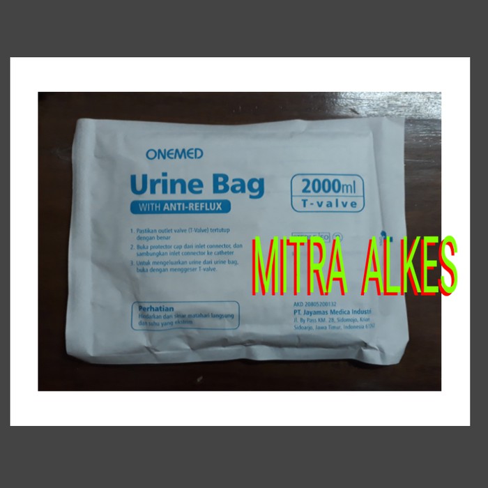 Urine Bag OneMed 2000 ml T-Valve. Urine Bag T Valve One Med.