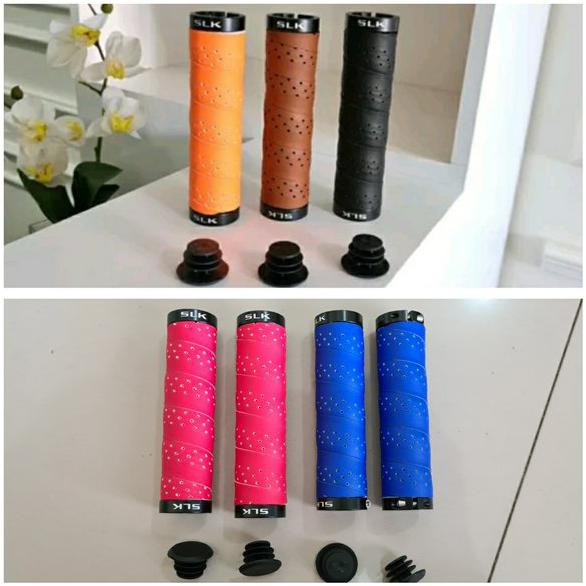 Handgrip Sepeda Kulit SLK Sintetis Hand Grip Leather Double Lock Lilit classic klasik sepeda lipat mtb federal minion seli