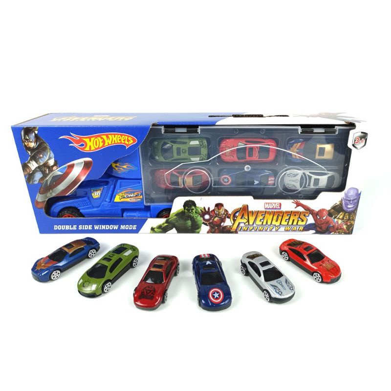 mainan mobil container truck isi 6pcs truk combination thomas train avanger cars koper