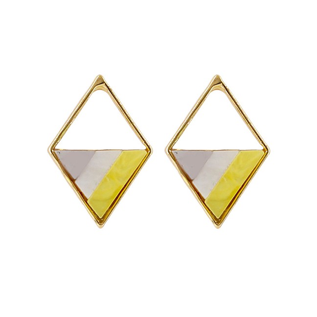 LRC Anting Tusuk Fashion Multi-color Square Shape Design Simple Earrings