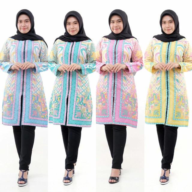 Tunik Batik Soft Zipper Depan