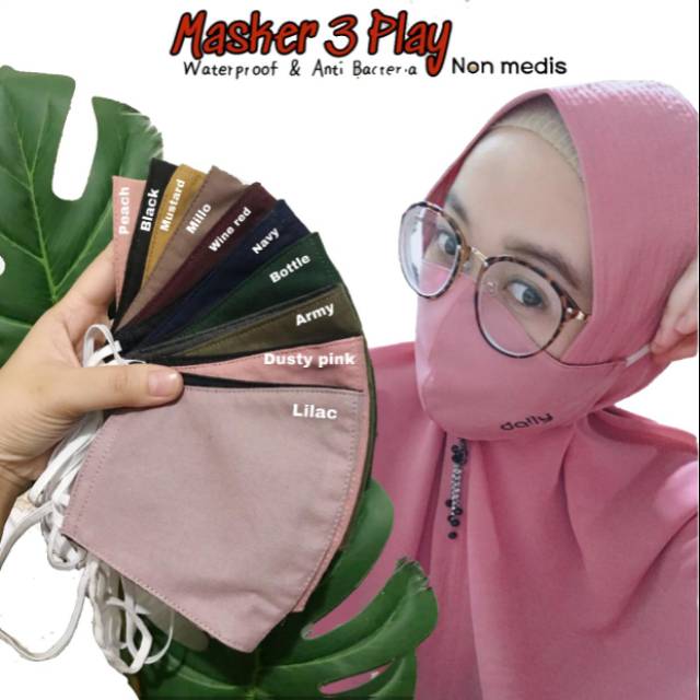 MASKER KAIN VOAL DAILY WATERPROOF  3 PLY