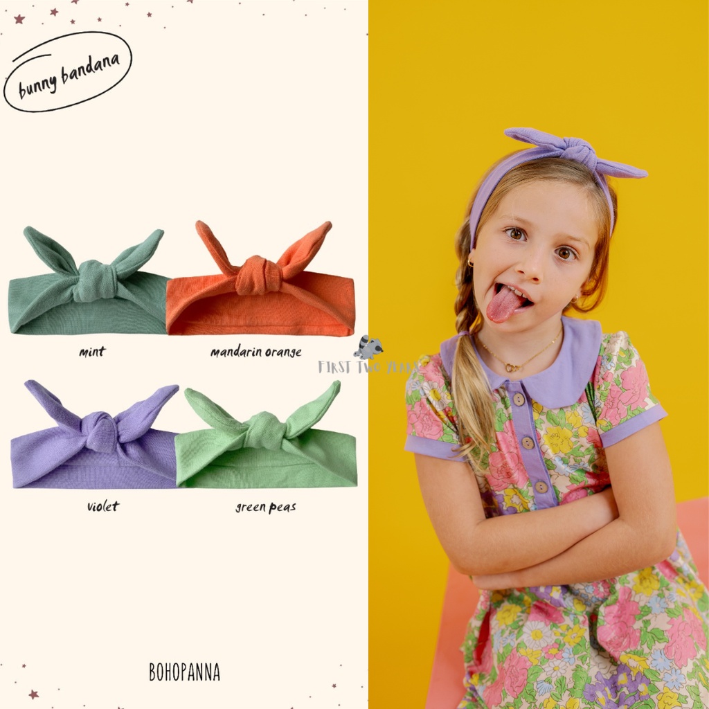 BOHOPANNA - Bunny Bandana / Headband Bow Pita Anak Perempuan