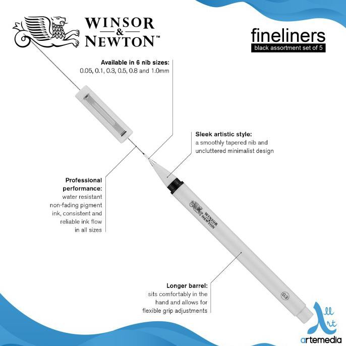 

Discount Drawing Pen Winsor & Newton Fineliner Black Assortment Set 5
