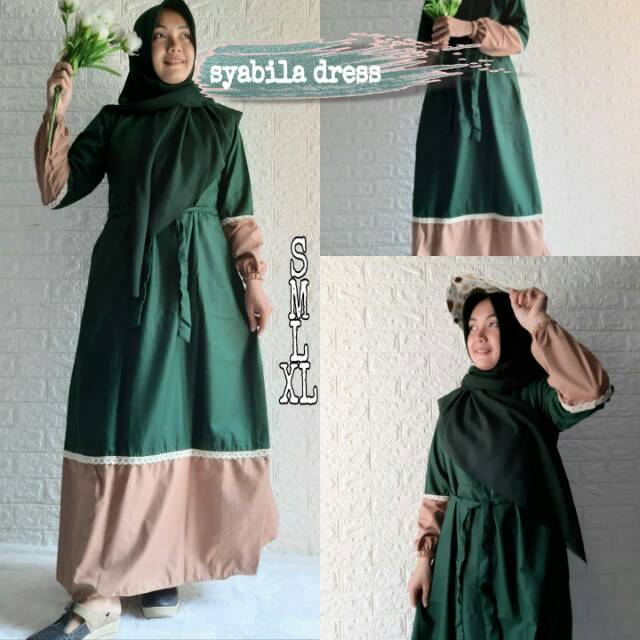 Syabila dress katun toyobo mix Renda, Gamis kombinasi toyobo