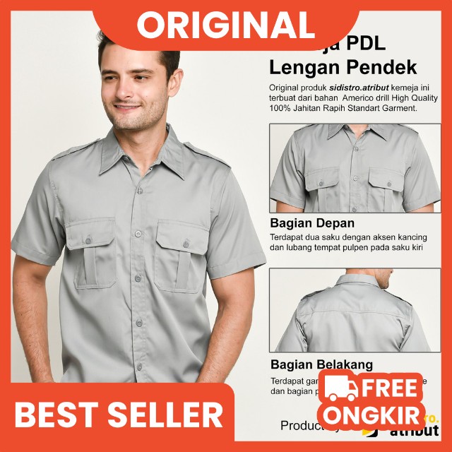 KEMEJA SERAGAM LENGAN PENDEK PRIA - KEMEJA LAPANGAN PENDEK - KEMEJA SAFARI PENDEK