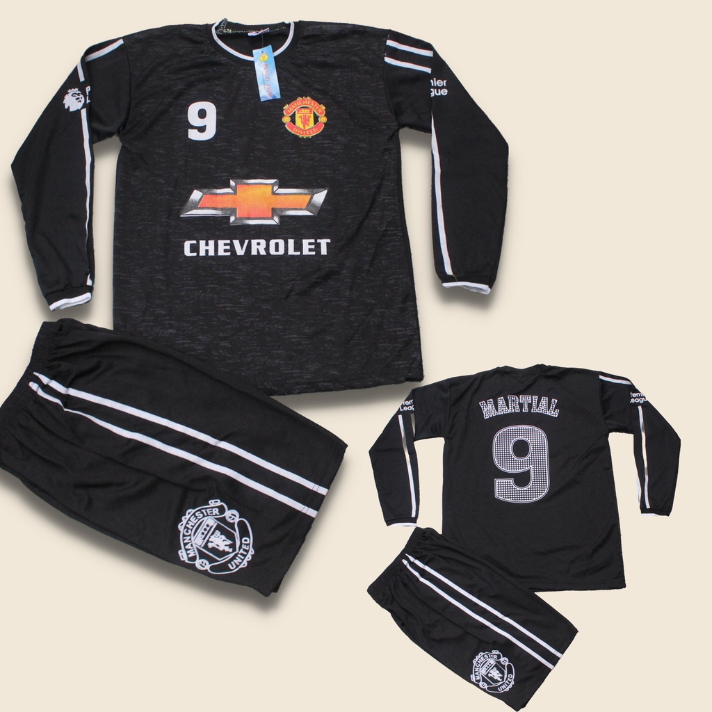 setelan baju bola anak mu hitam/baju bola kiper anak murah